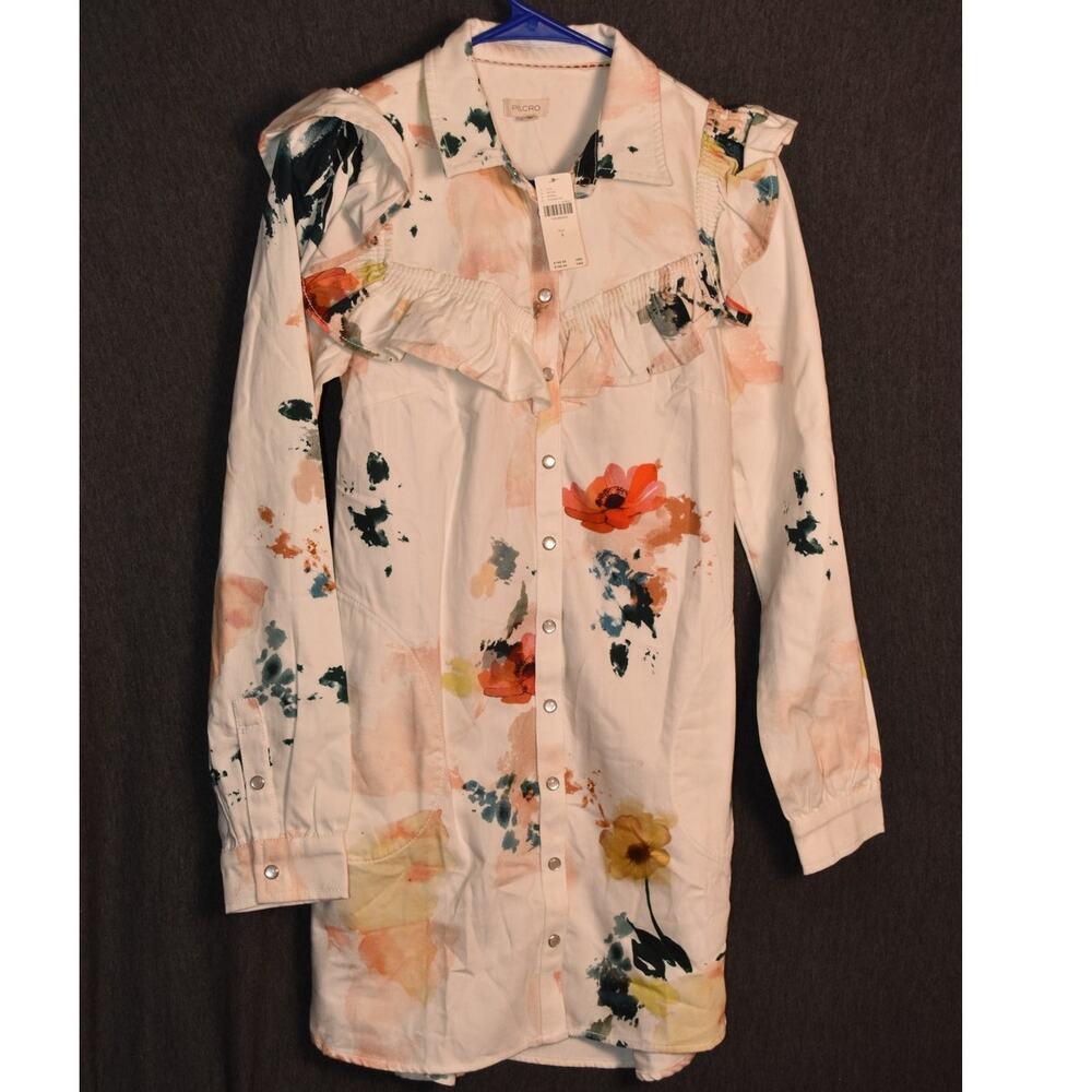 Pilcro Floral Mini Dress - White and Multicolor